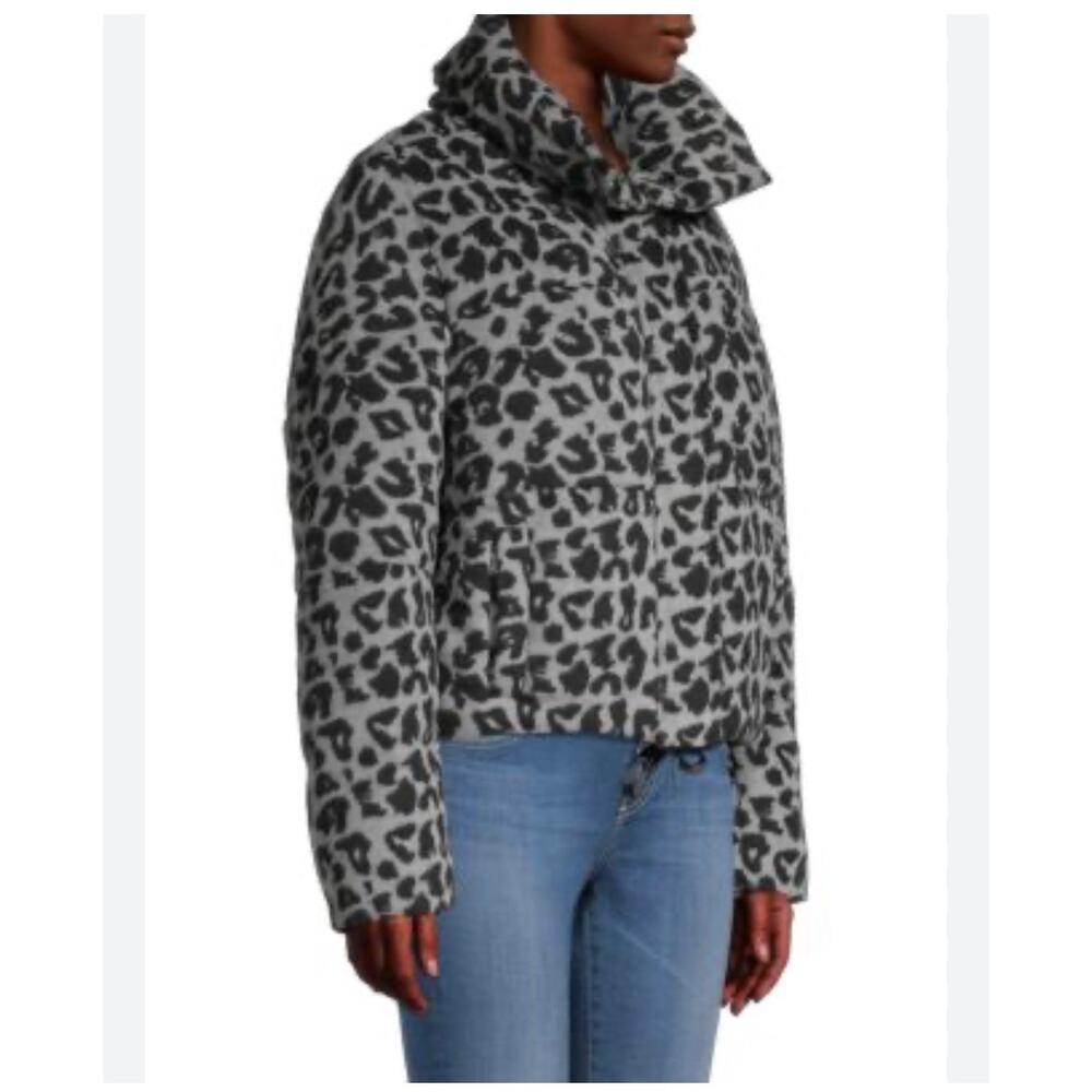 Apparis Chris Leopard Print Black Gray Puffer Jacket Size Small - Picture 4 of 10
